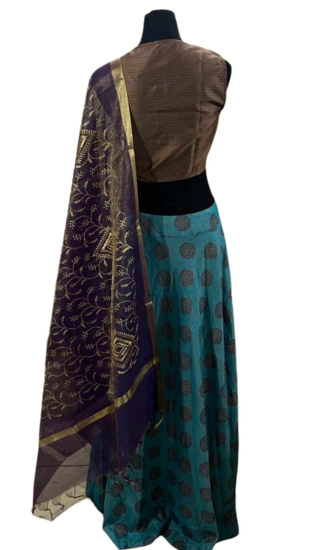 Blue Cotton Rayon Lehenga Set