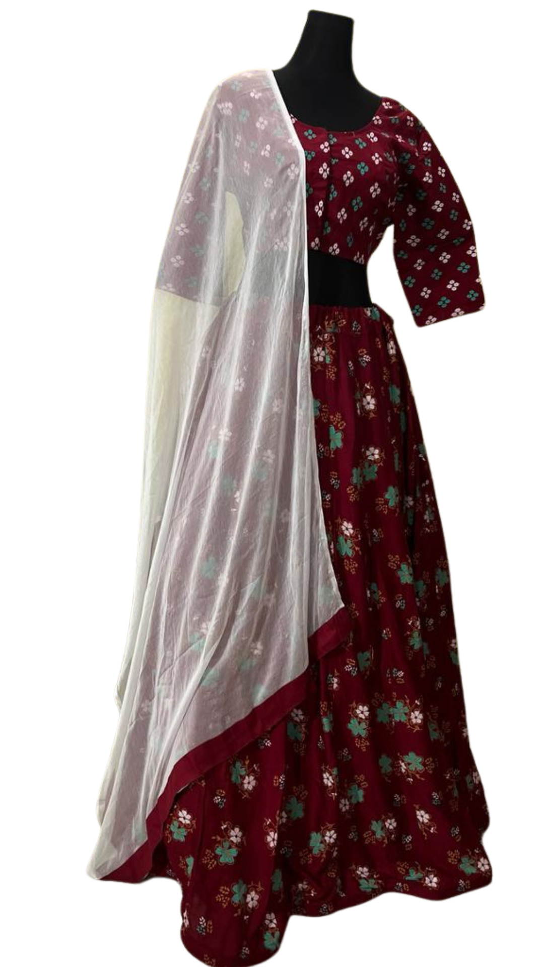 Maroon Cotton Lehenga