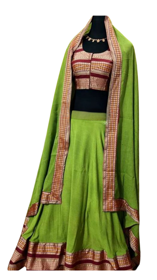 Green Rayon Georgette Lehenga