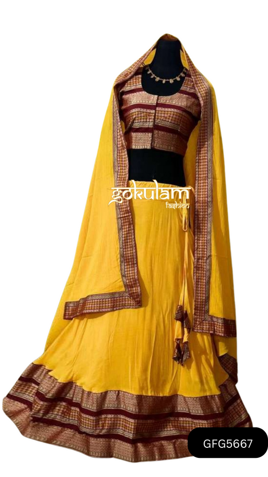 Yellow Rayon Georgette Lehenga