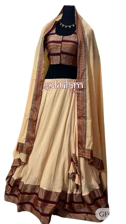 Beige Rayon Georgette Lehenga