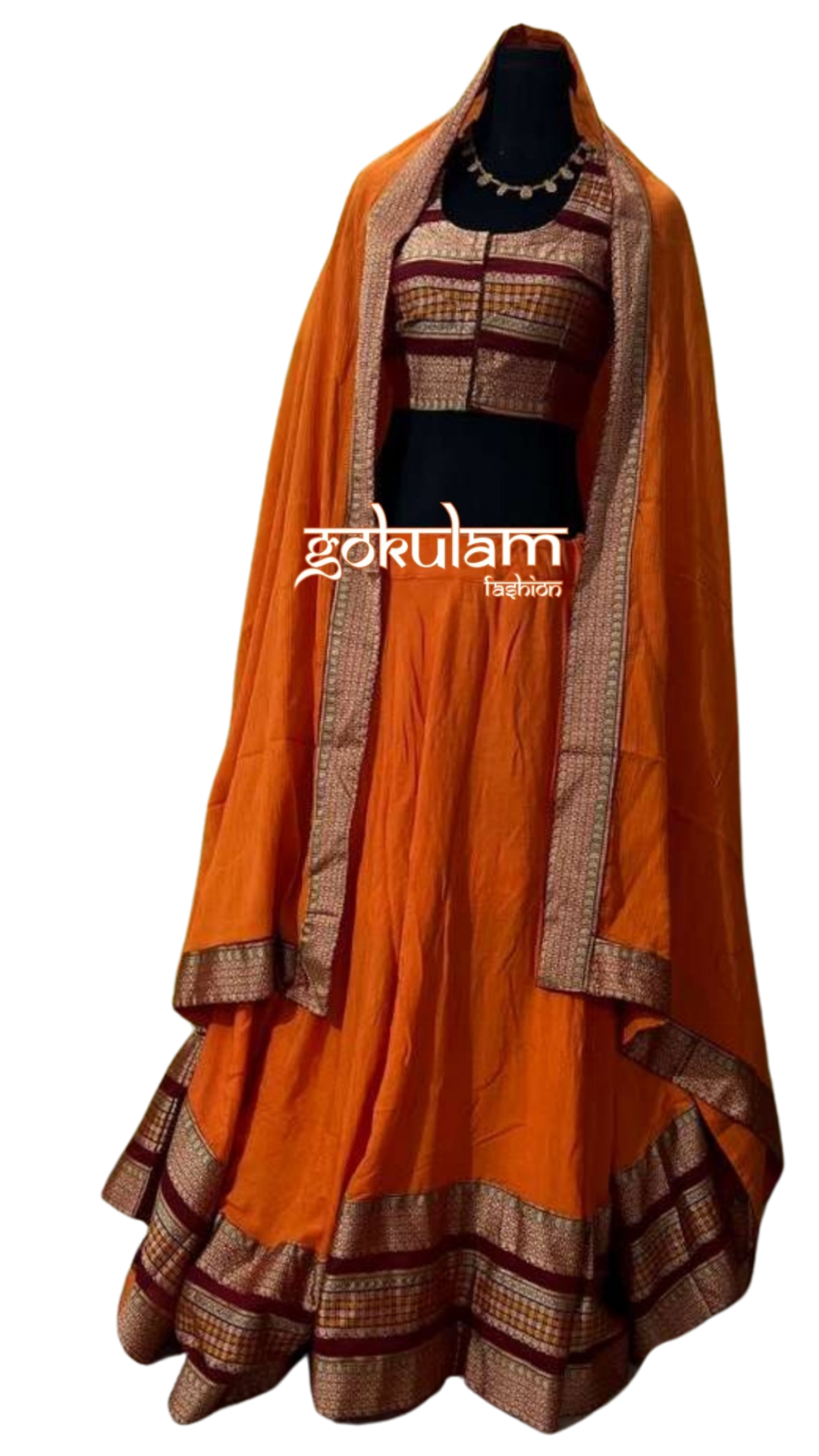 Orange Rayon Georgette Lehenga